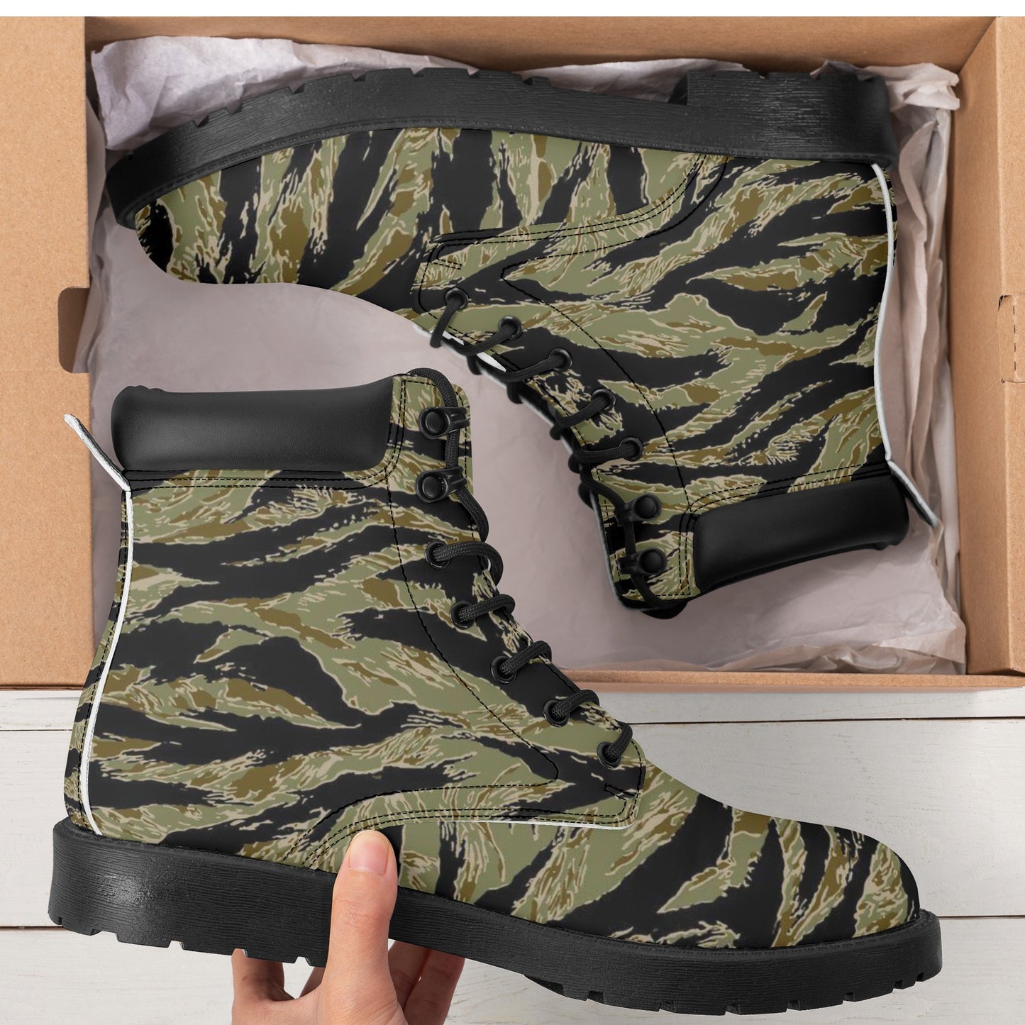 Rhodesian Tiger Stripe Camo Mens All Season Leather Boots