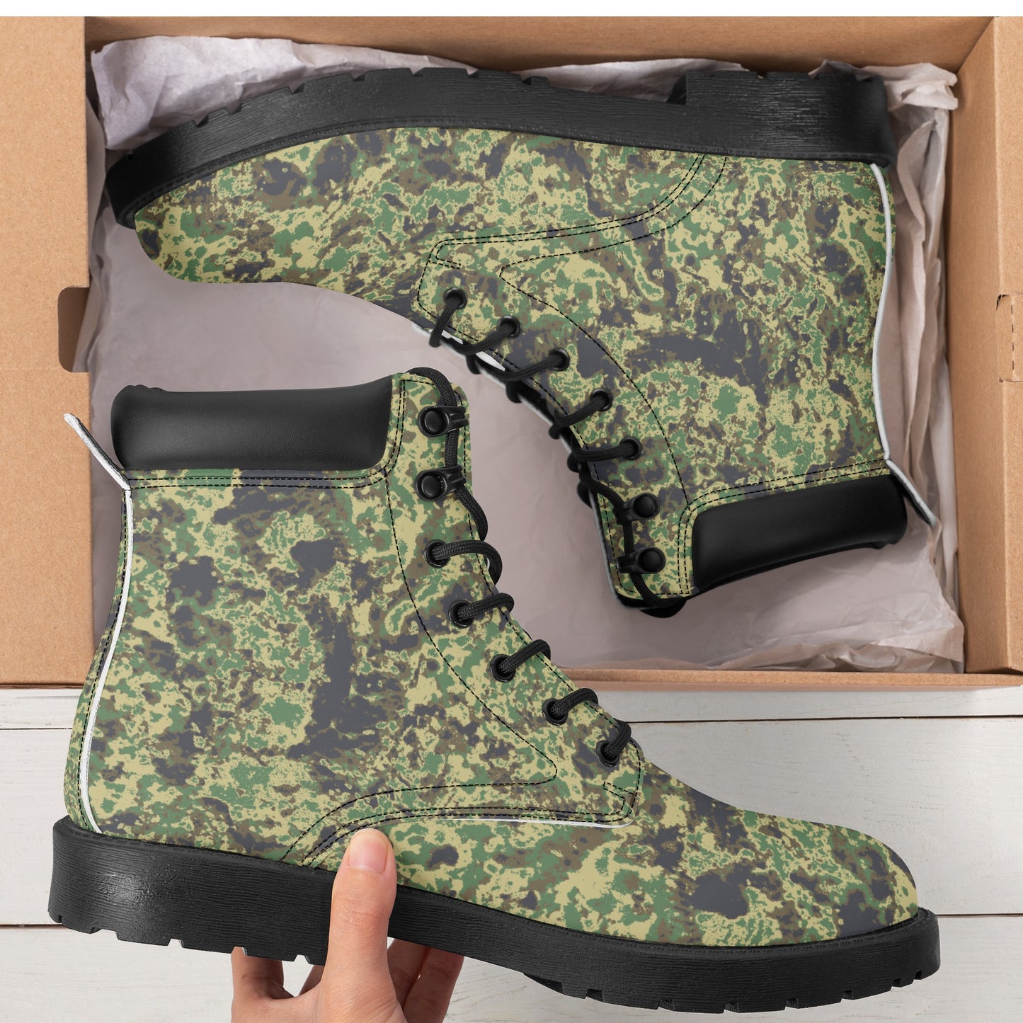 No line Topo Camo Mens All Season Leather Boots