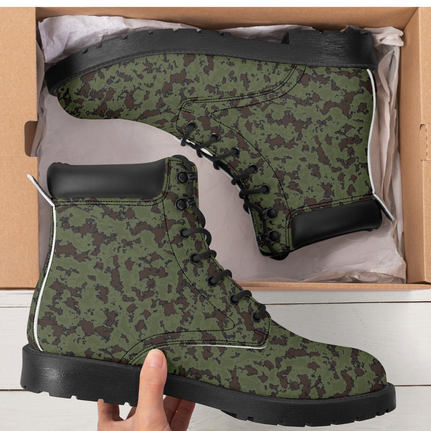 Frog Skin Camo Mens All Season Leather Boots