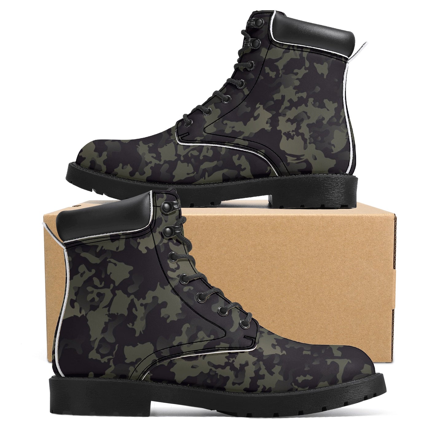 Dark Camo Mens All Season Leather Boots