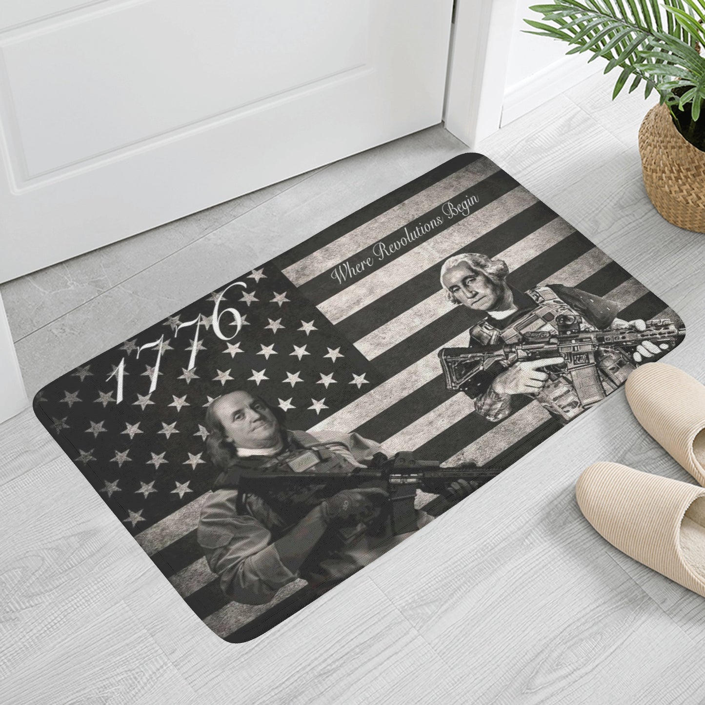 There Revolutions Begin Plush Doormat