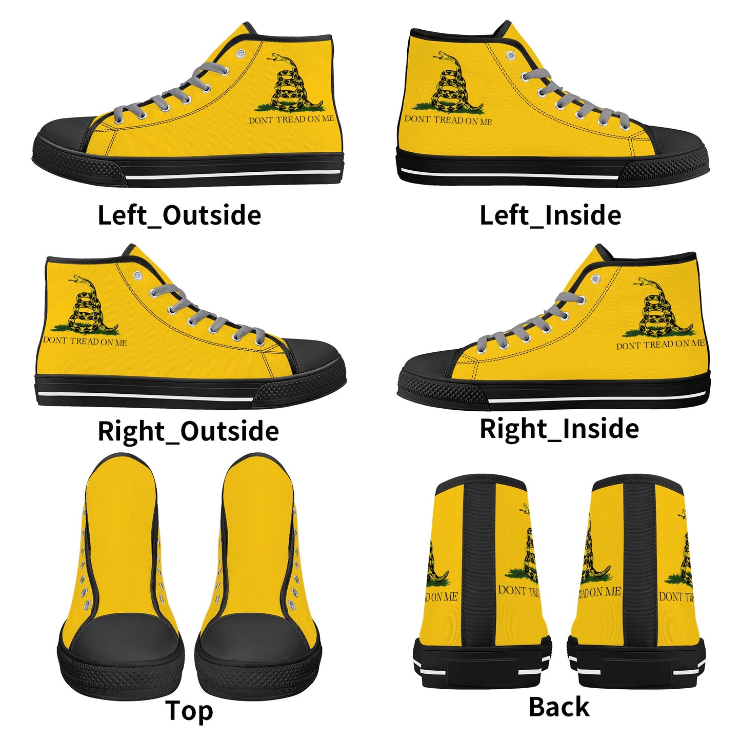 Don't Tread on Me, Mens Canvas High Top