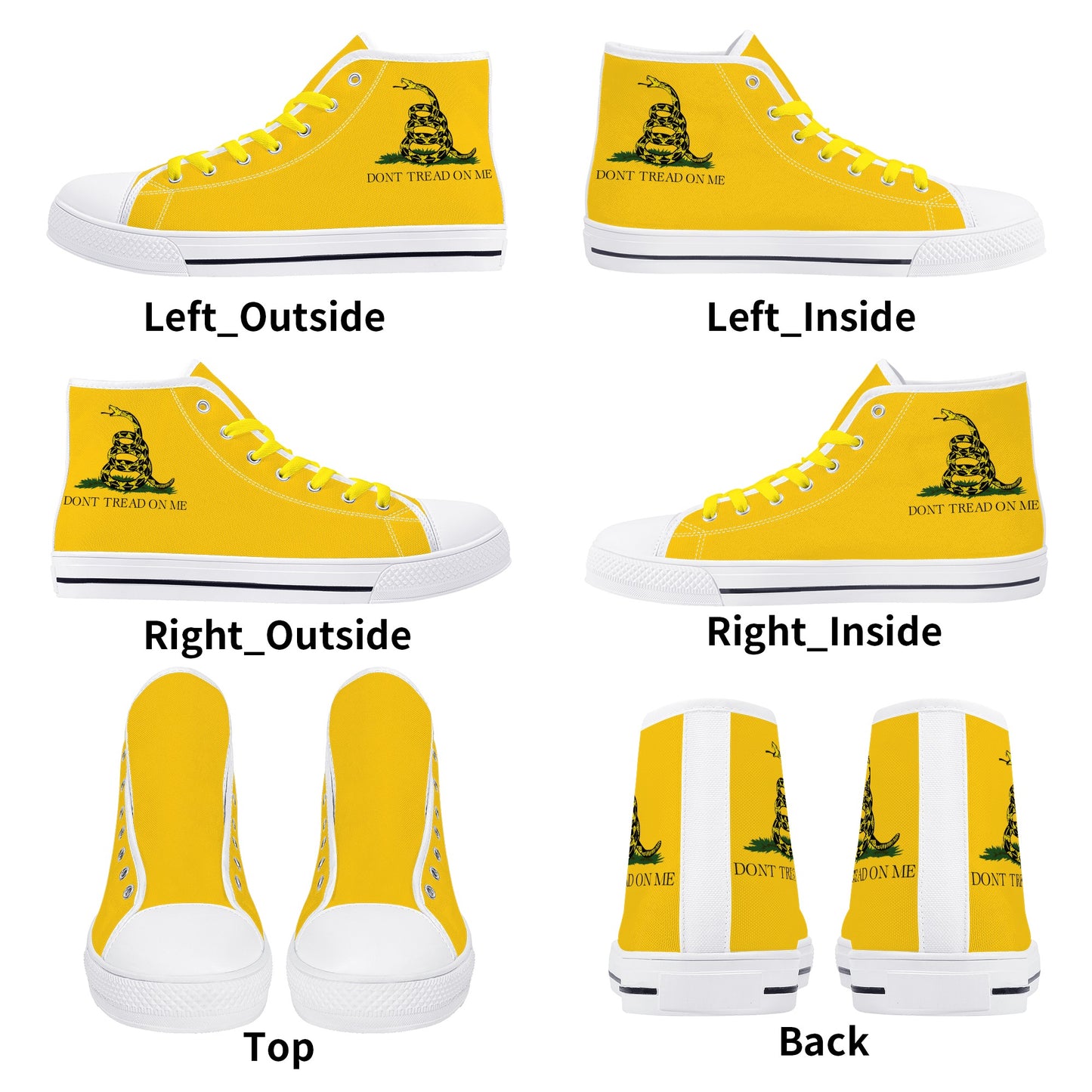 Don't Tread on Me, Mens Canvas High Top