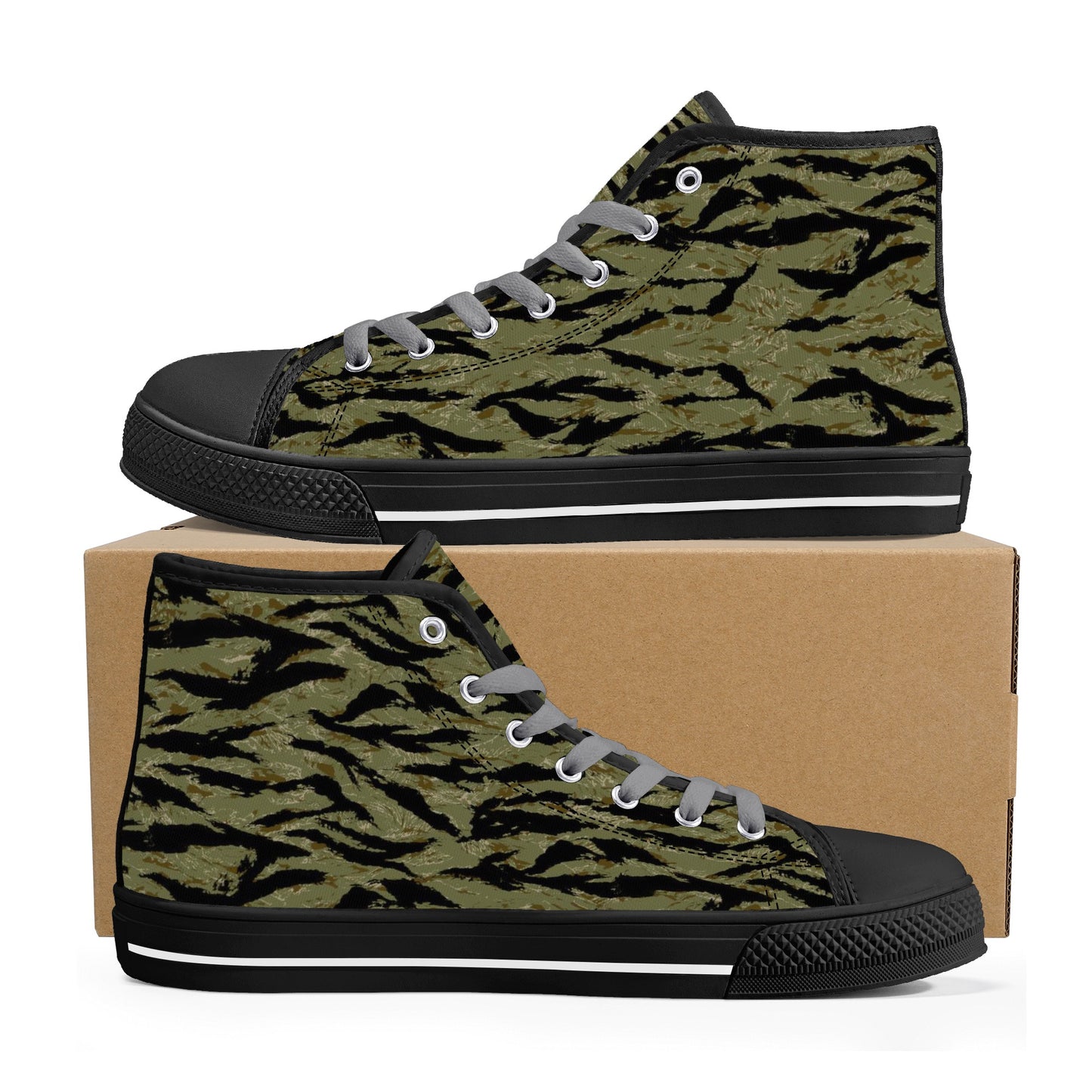 Tiger Stripe Camo, Mens Canvas High Top