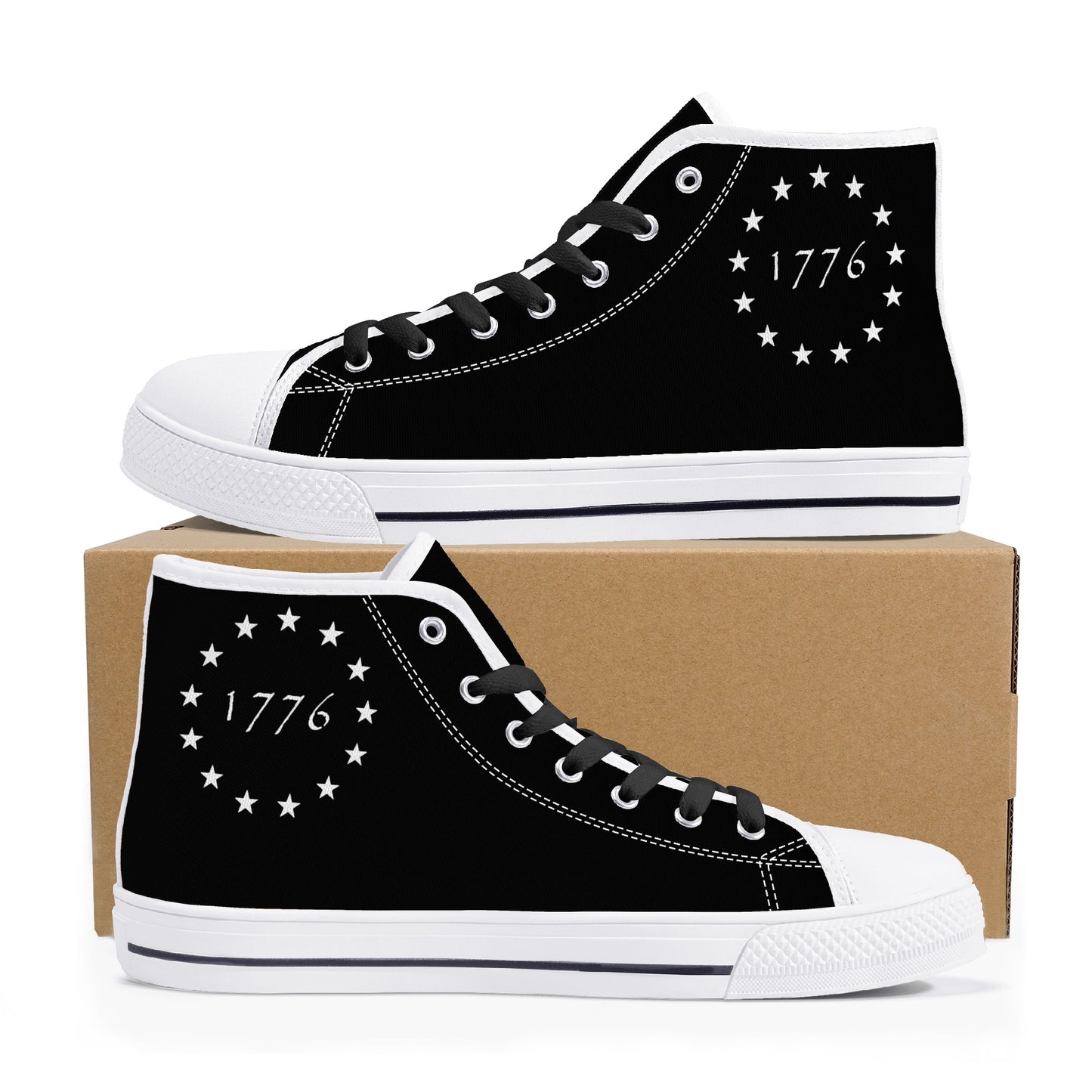 1776 (Black) Mens Canvas High Tops