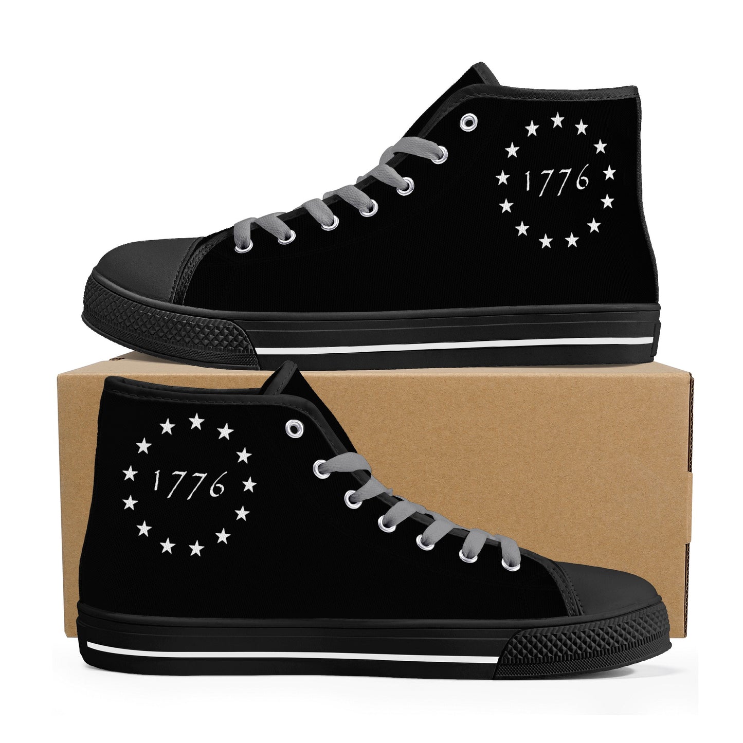 1776 (Black) Mens Canvas High Tops