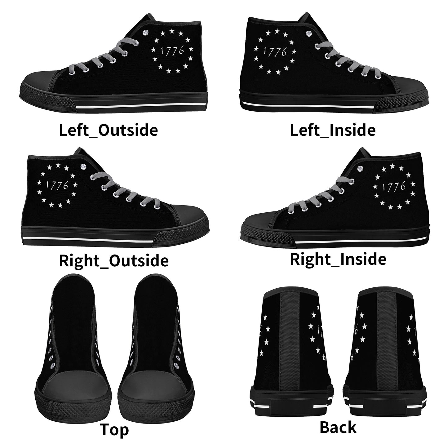 1776 (Black) Mens Canvas High Tops