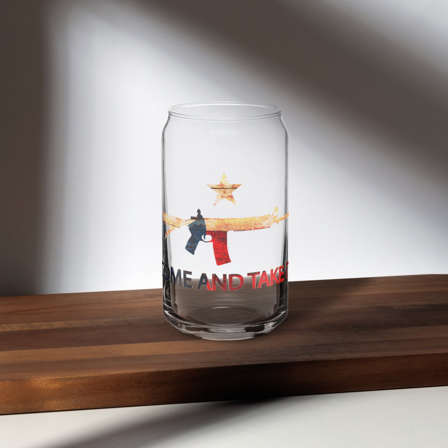 Come and Take It (Texas flag) Can-shaped glass